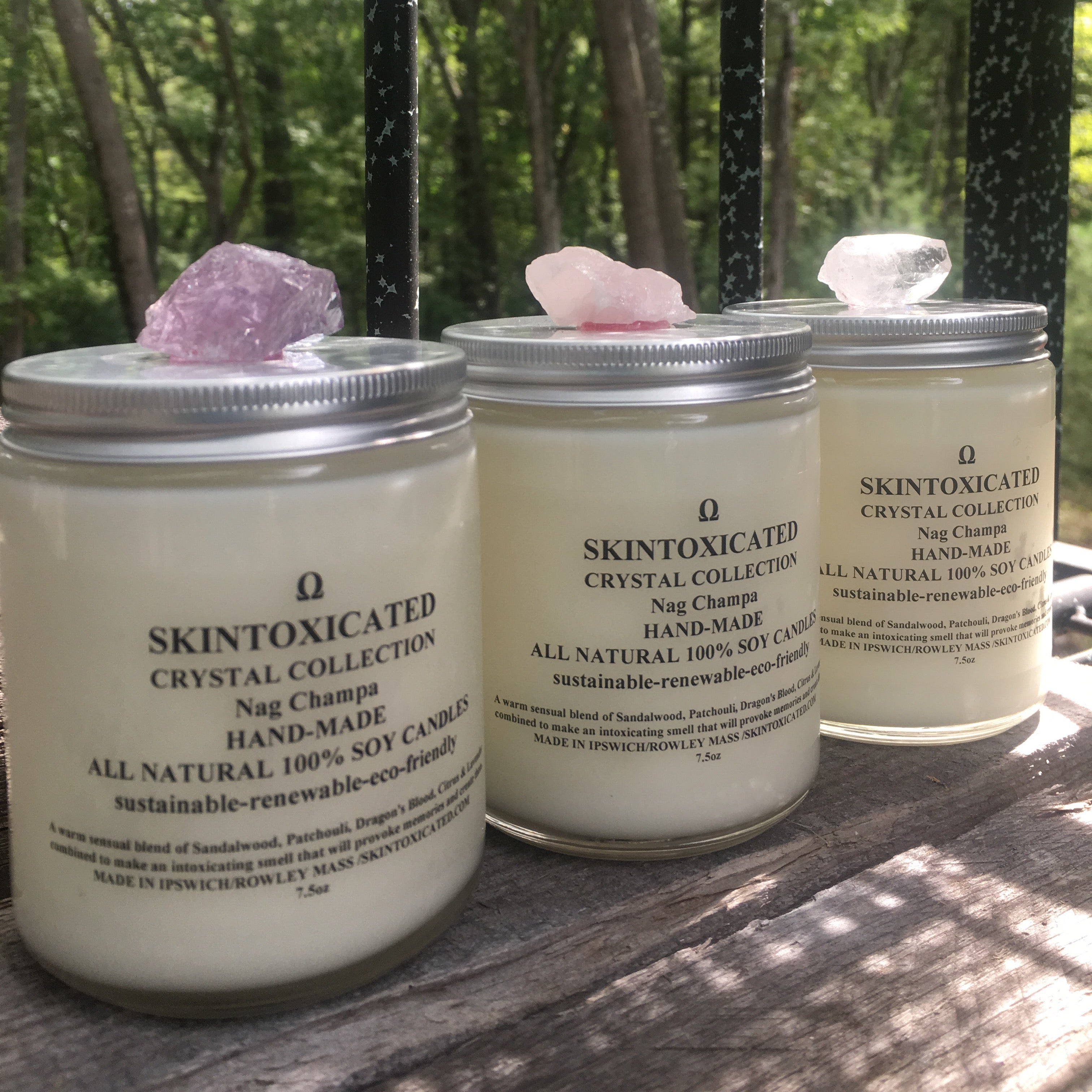 CANDLE CRYSTAL COLLECTION NAG CHAMPA & GEMSTONES-Vegan-Quartz-Rose-Ame –  SKINTOXICATED