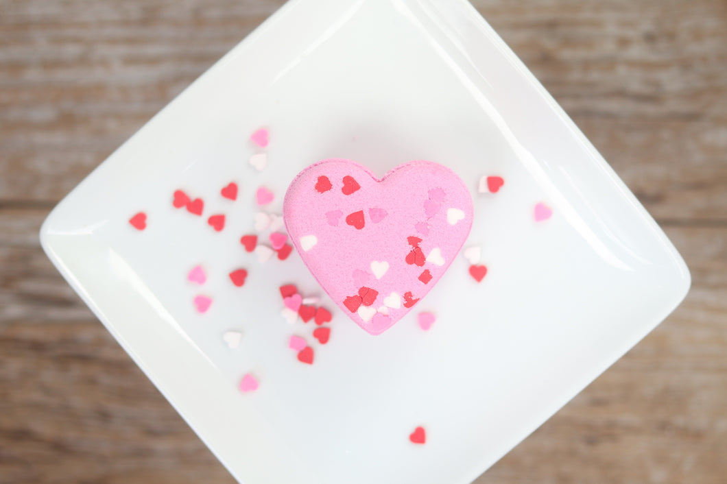 Pink love heart bath bomb sprinkles